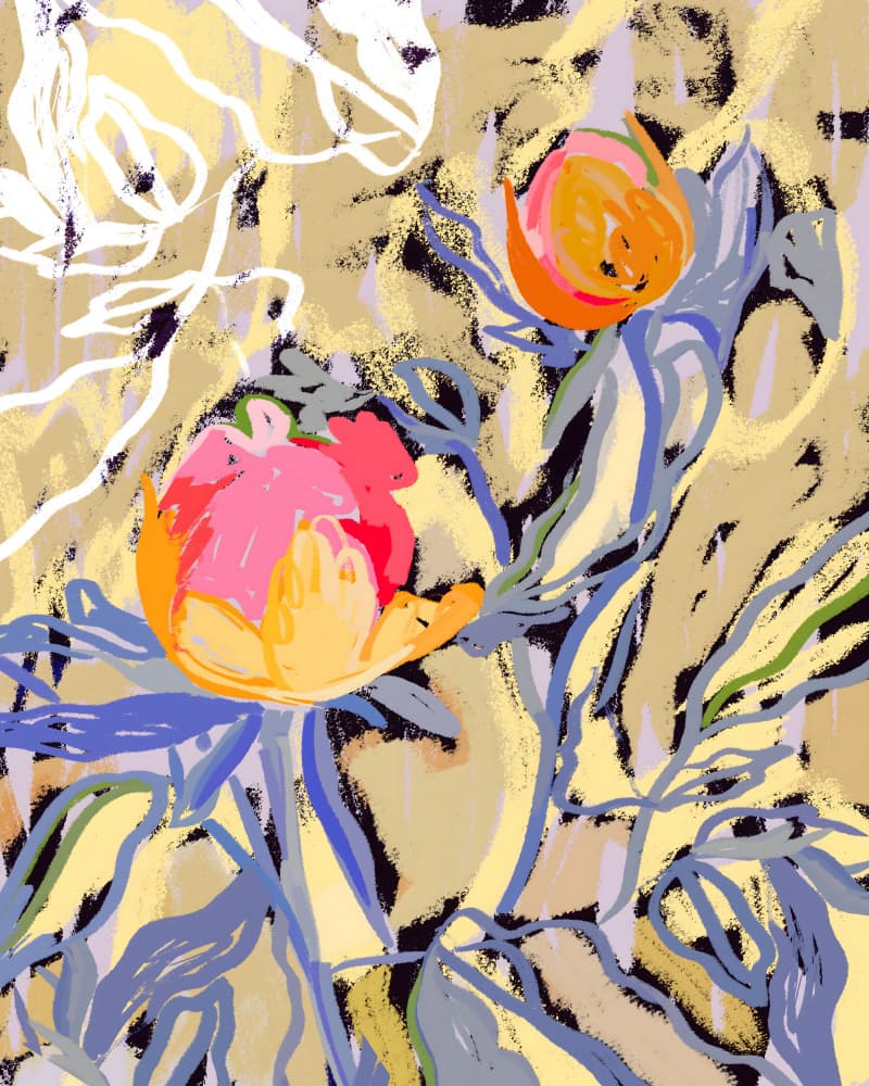 Vibrant Abstract Blooms by Uma Gokhale — canvas wall art