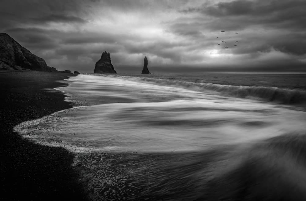 Dramatic Black Sand Beach by Irene Wu — canvas wall art