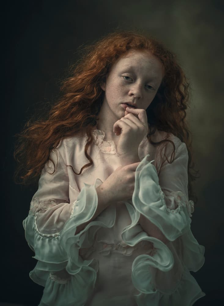 Thoughtful Redhead Portrait by Ewa Cwikla — canvas wall art
