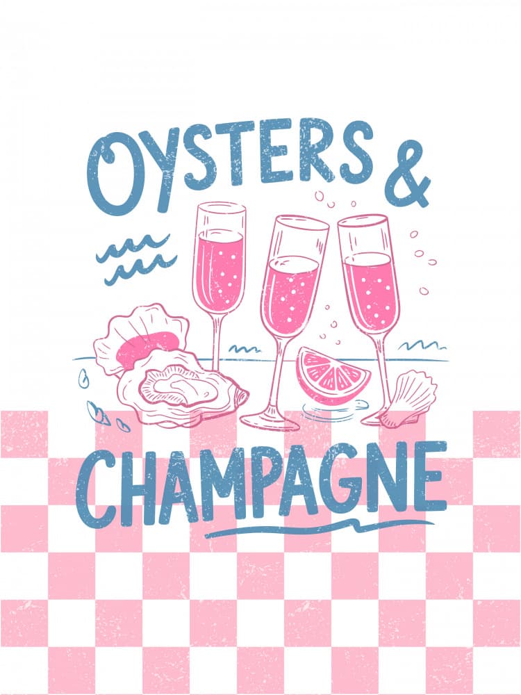 Pink Oysters Champagne Party by Jolly and Dash — canvas wall art