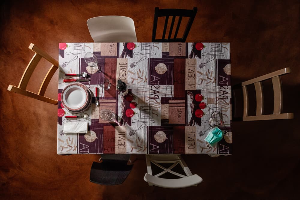 Dinner Table With Mask by Luca Domenichi — canvas wall art