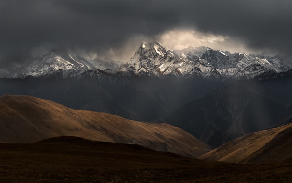 Dramatic Mountain Light by LIAOYUHAN — canvas wall art
