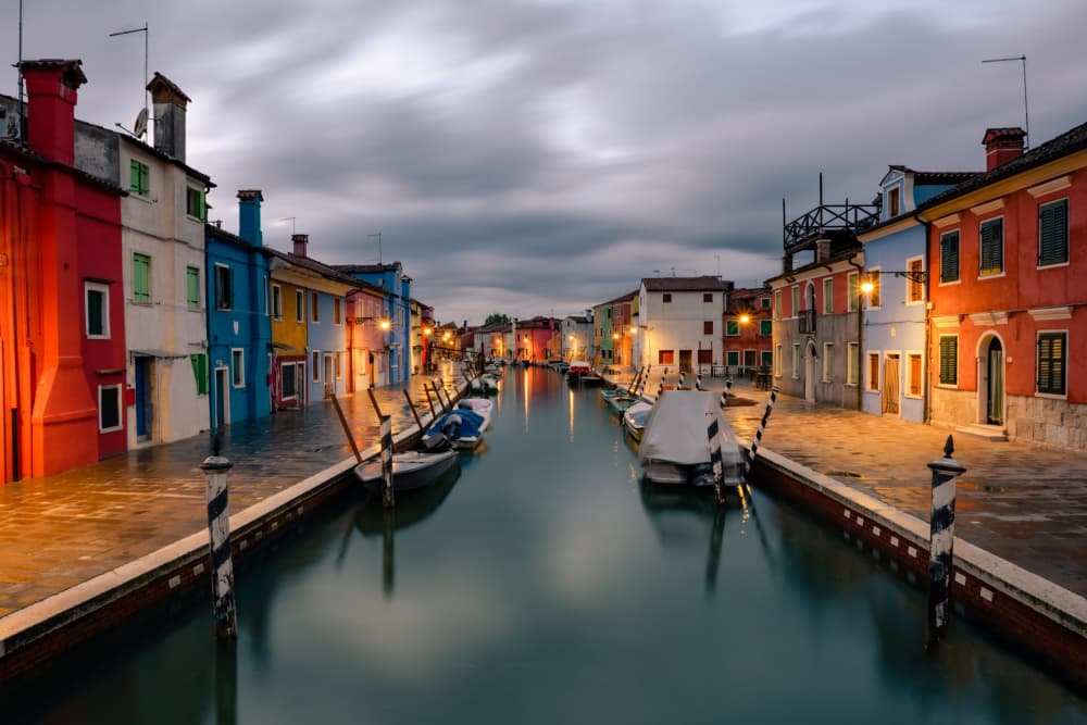 Colorful Burano Canal View by Jaroslaw Tomczak — canvas wall art