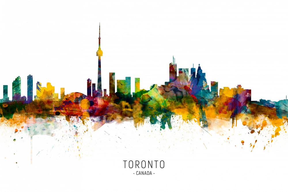 Colorful Toronto Skyline by Michael Tompsett — canvas wall art