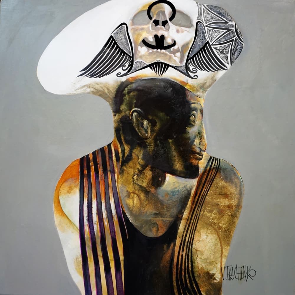 Enigmatic Tribal Portrait by Victor Tkachenko — canvas wall art