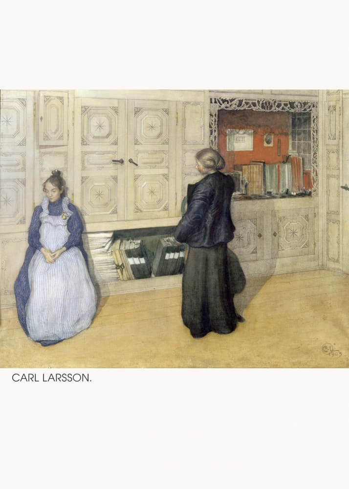 Carl Larsson, Mother and Daughter, 1903, Watercolour 1 by Carl Larsson — canvas wall art