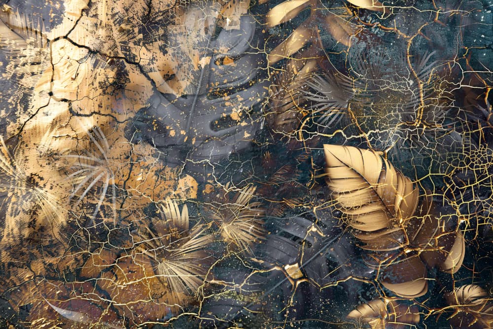 Gilded Tropical Foliage by Rafal Kulik — canvas wall art