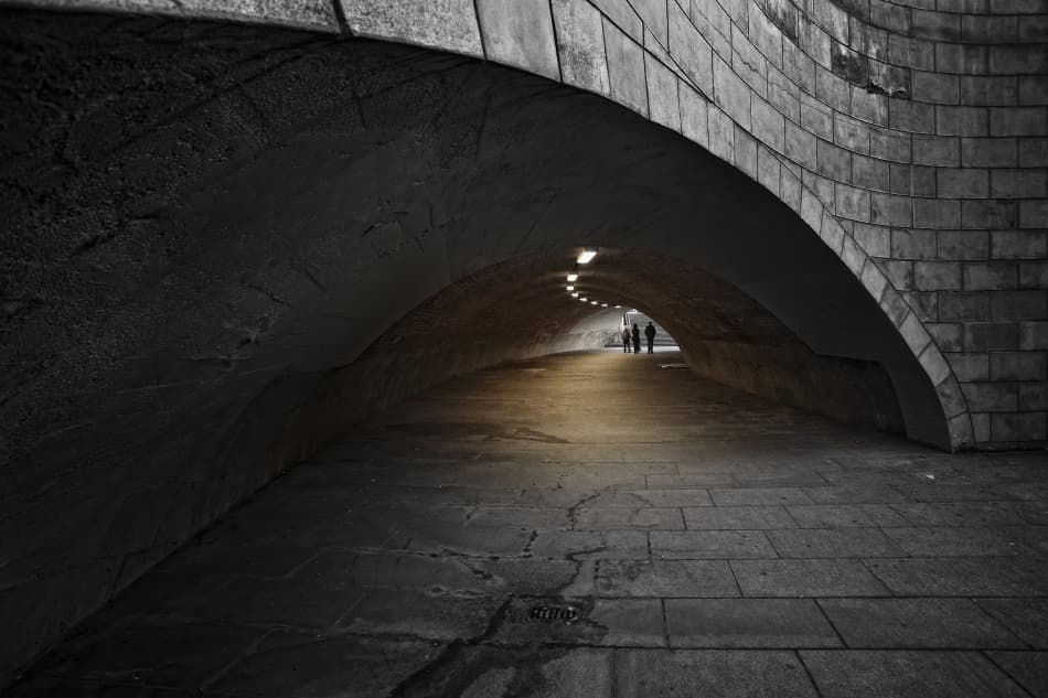 Light at Tunnel End by Ricky Siegers — canvas wall art