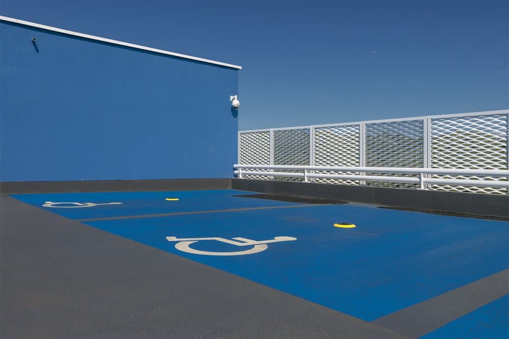Modern Blue Parking by Jef Van den Houte — canvas wall art