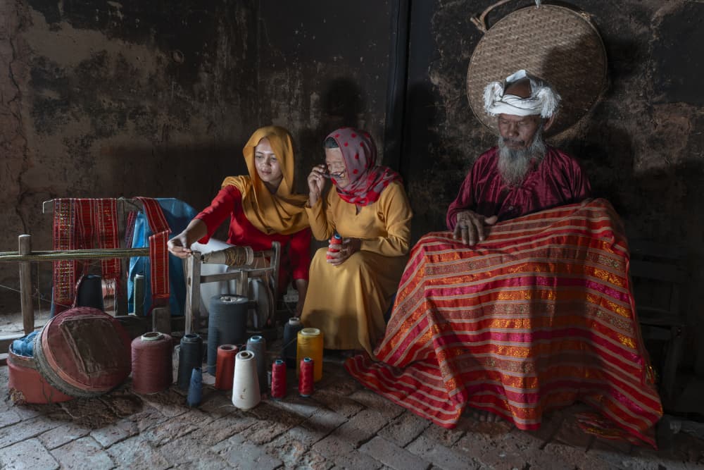 Traditional Textile Weavers by HuongHoang — canvas wall art
