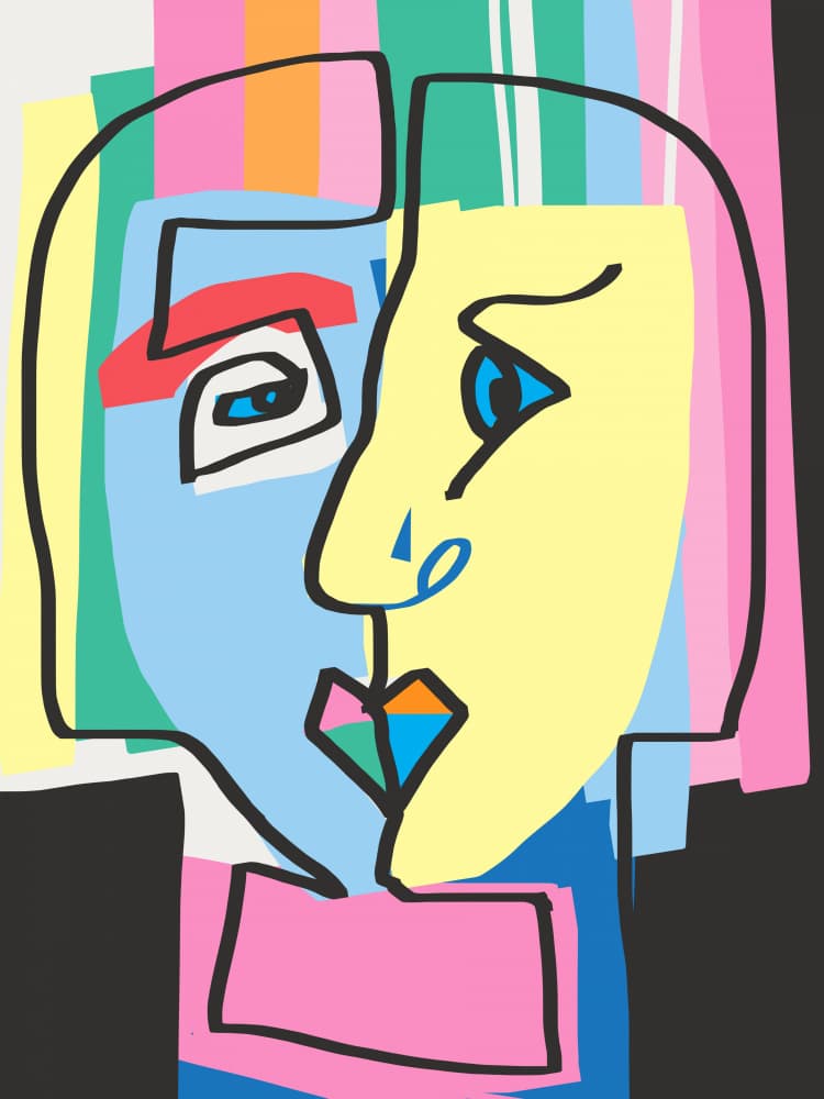 Colorful Abstract Face by Little Dean — canvas wall art