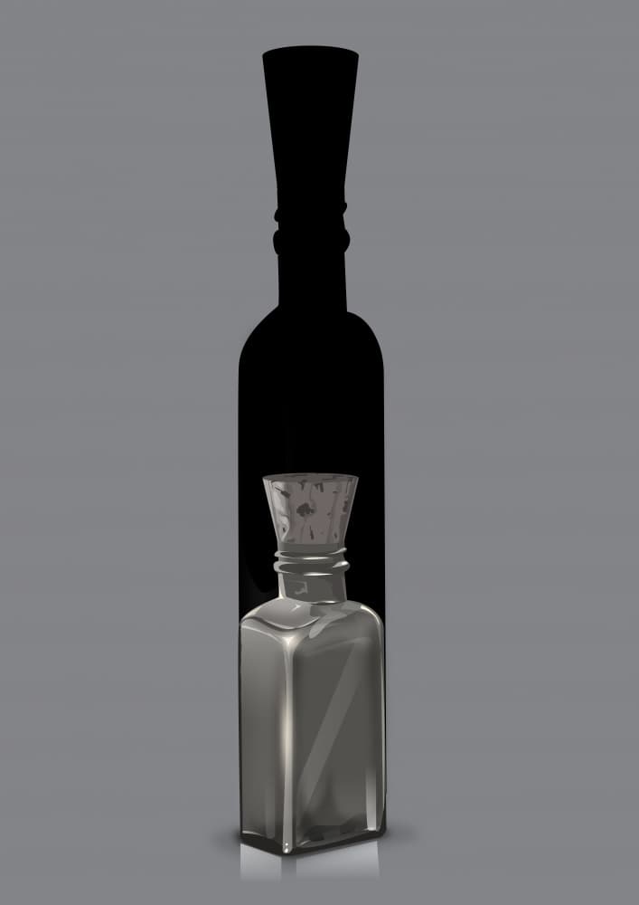 Small Bottle Big Shadow by Nicholas — canvas wall art