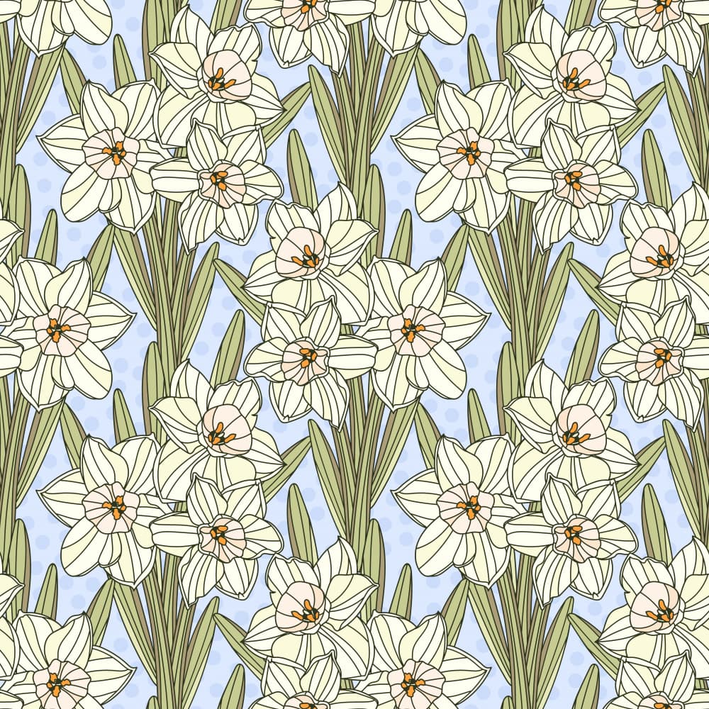 Fresh Daffodil Pattern by Olena Kovalova — canvas wall art