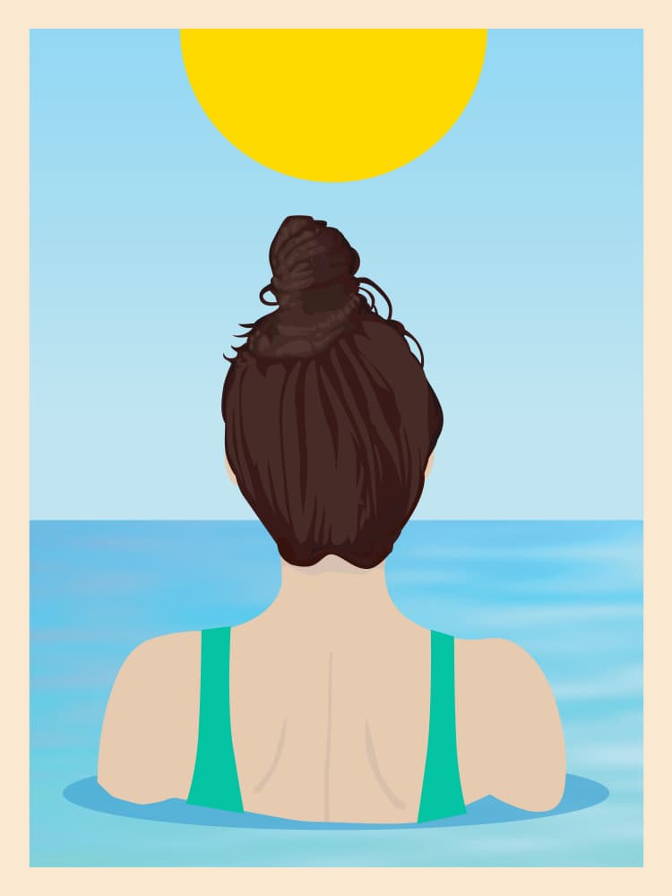 Woman in Sunny Ocean by WallChart Art Studio — canvas wall art