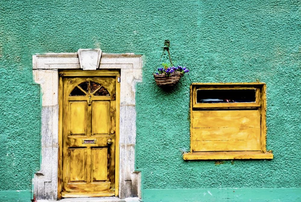 Vibrant Green Yellow Door by Arnon Orbach — canvas wall art