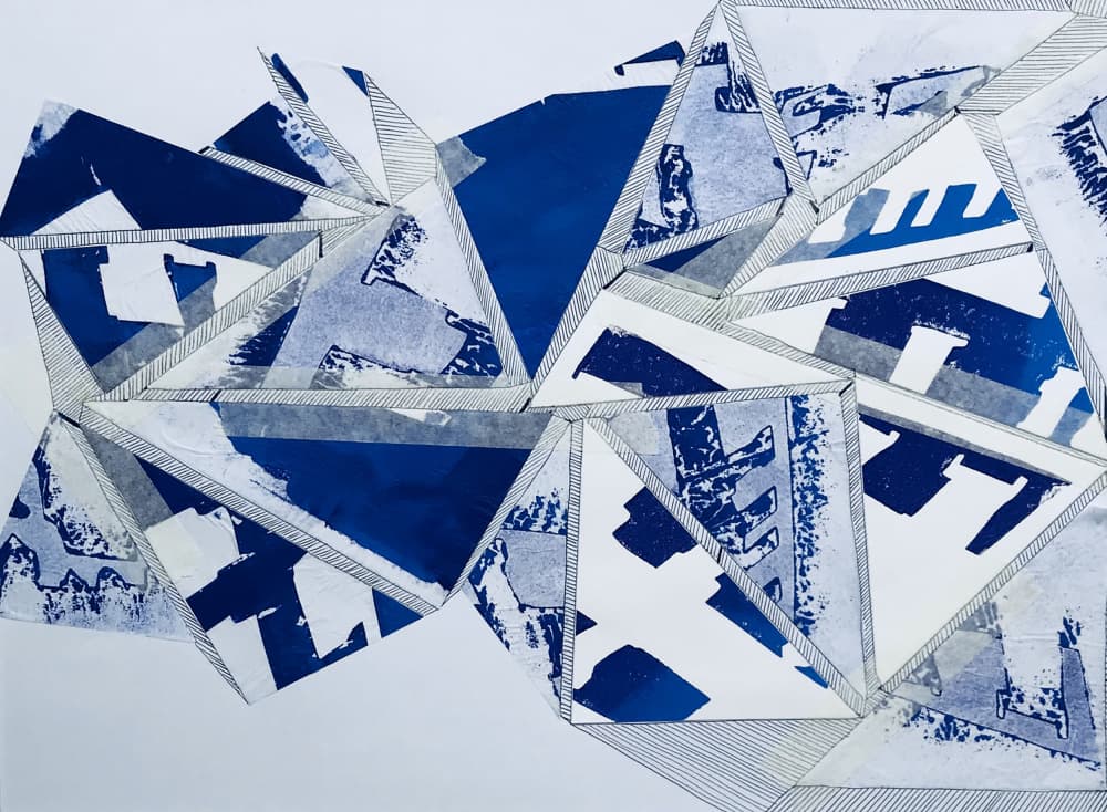 Fragmented Blue Shapes by kellymariesmith — canvas wall art