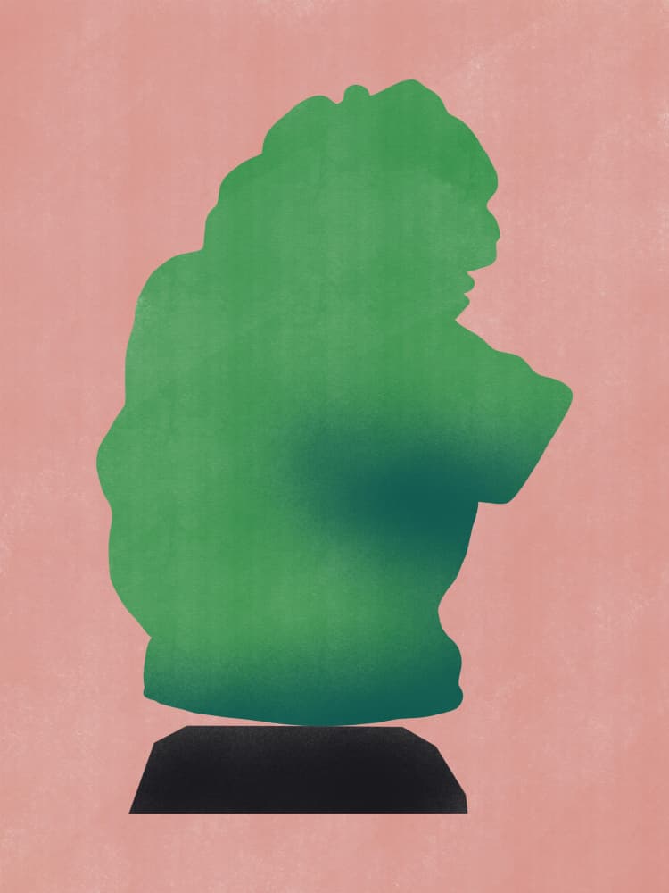 Green Classical Bust by Little Dean — canvas wall art