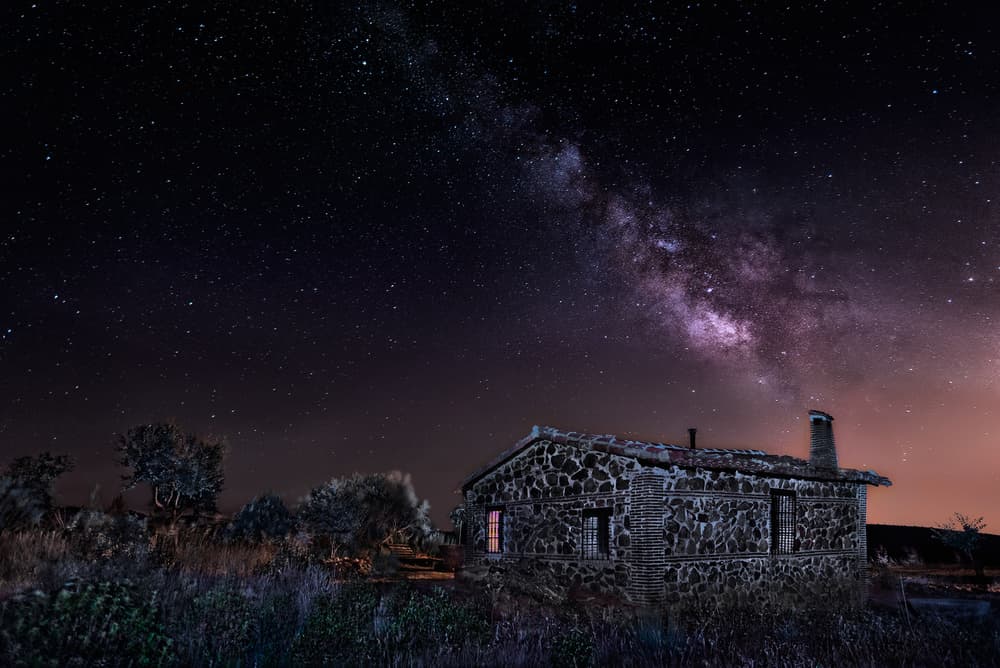 Milky Way Stone House Night by Fran Osuna — canvas wall art