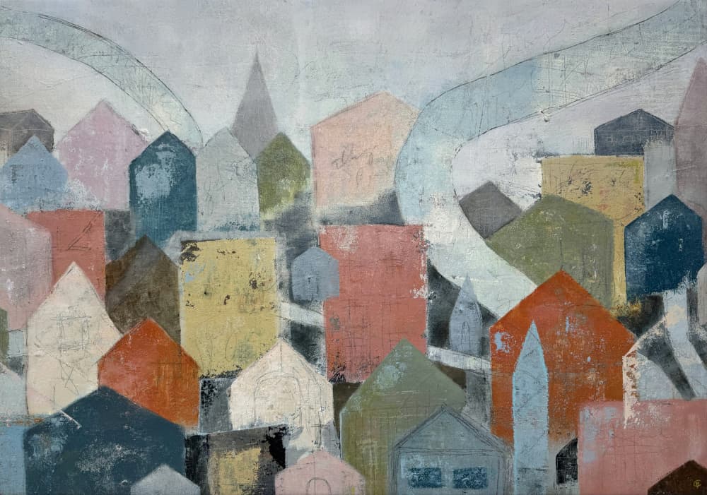 Whimsical Village Houses by Carolina Gårdheim — canvas wall art