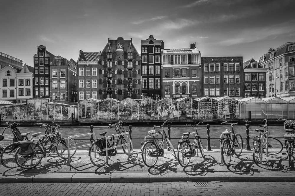 Amsterdam Canal Bicycles by Melanie Viola — canvas wall art