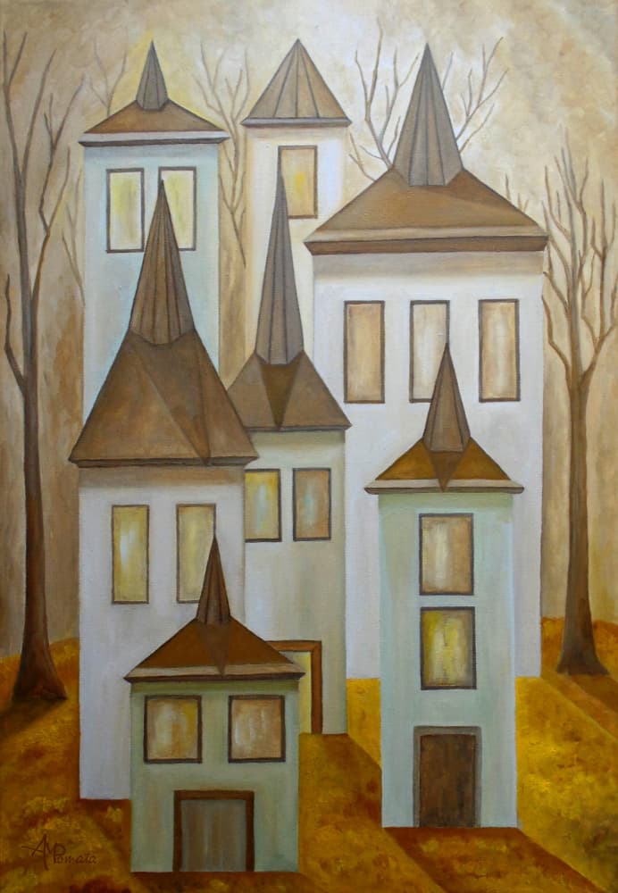 Whimsical Spire Village by Angeles M. Pomata — canvas wall art