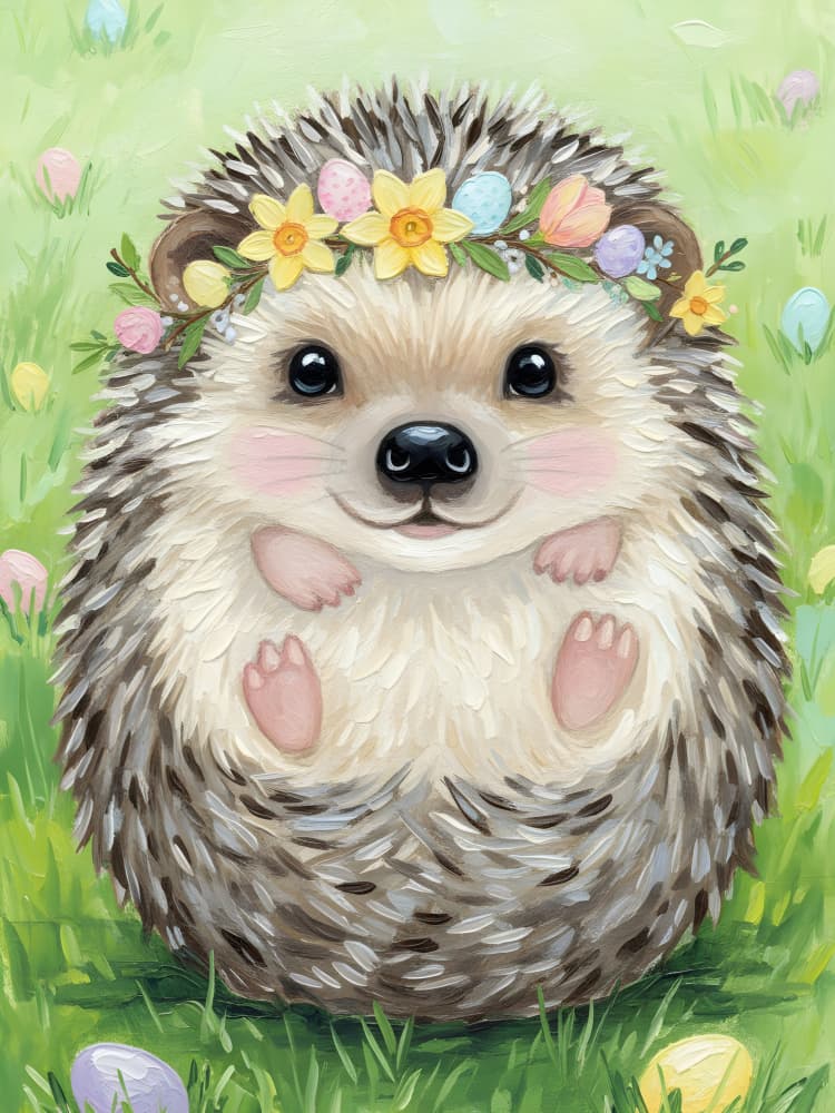 Cute Easter Hedgehog by HUGO — canvas wall art