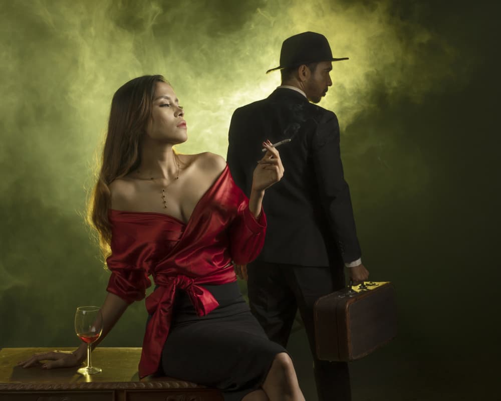 Smoking Noir Couple by Magdalena Fifi — canvas wall art