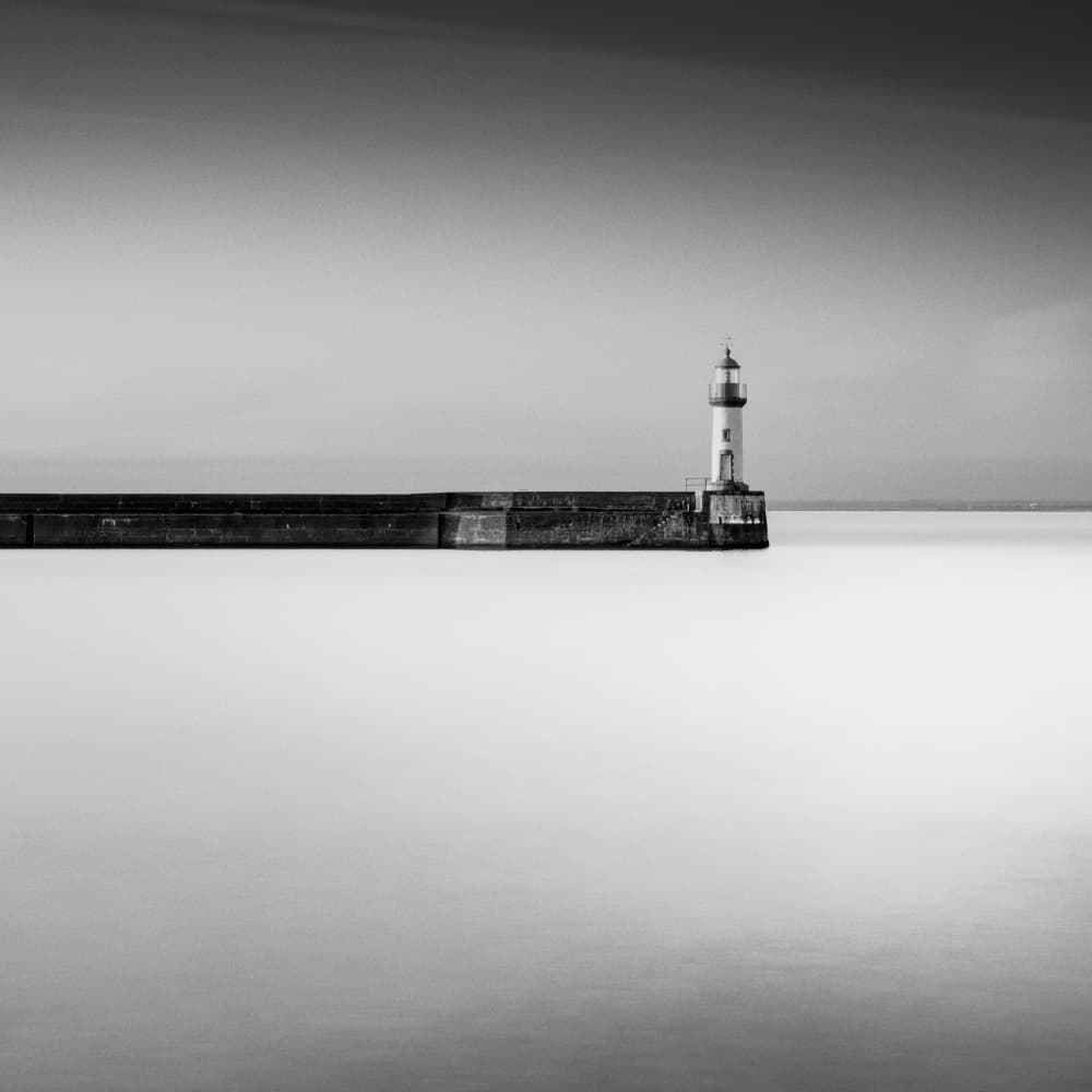 Serene Pier Lighthouse by av peteghium — canvas wall art