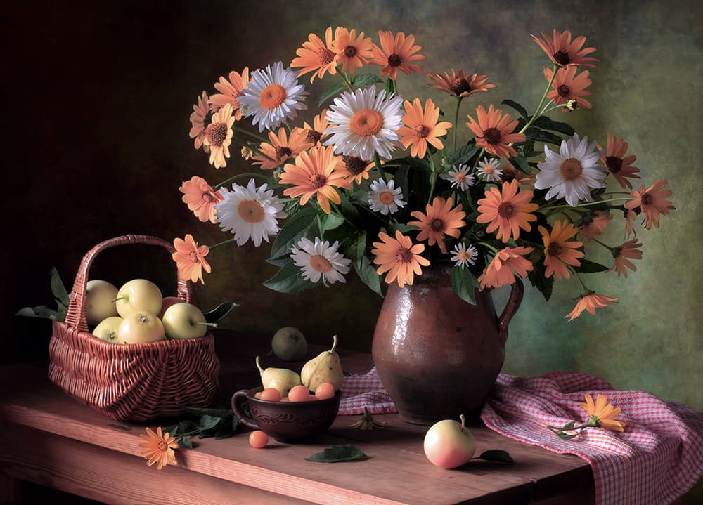 Autumn Flowers and Fruit by Tatyana Skorokhod — canvas wall art