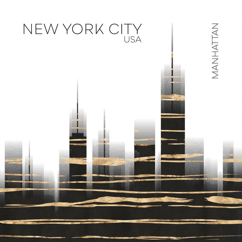 Manhattan Gold Skyline by Melanie Viola — canvas wall art