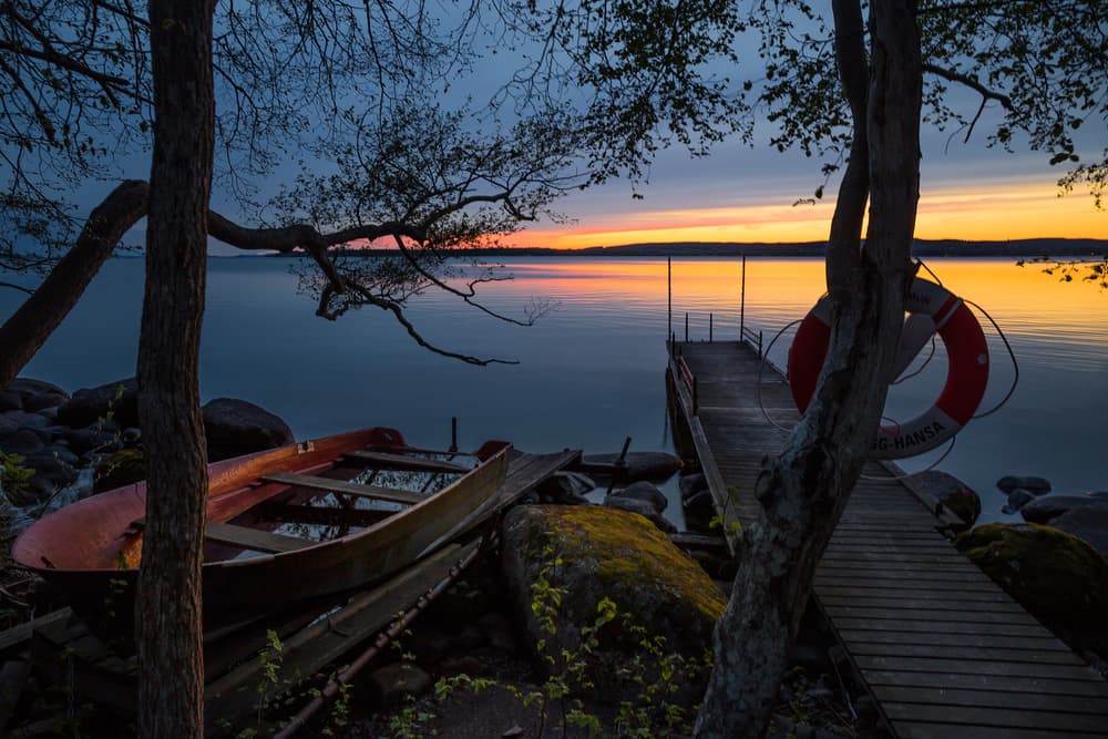 Peaceful Lake Sunset Glow by Christian Lindsten — canvas wall art