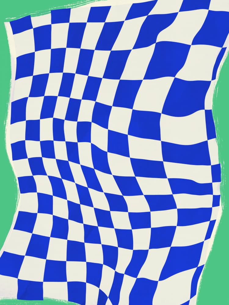 Wavy Checkerboard Pattern by Little Dean — canvas wall art