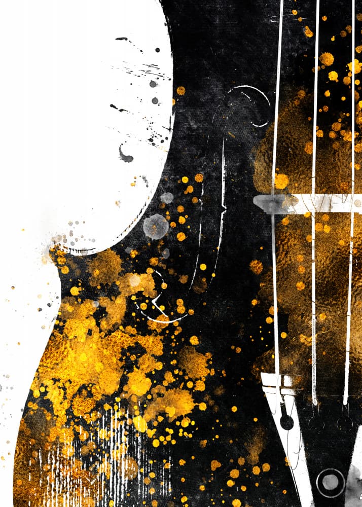 Golden Abstract Cello by Justyna Jaszke — canvas wall art