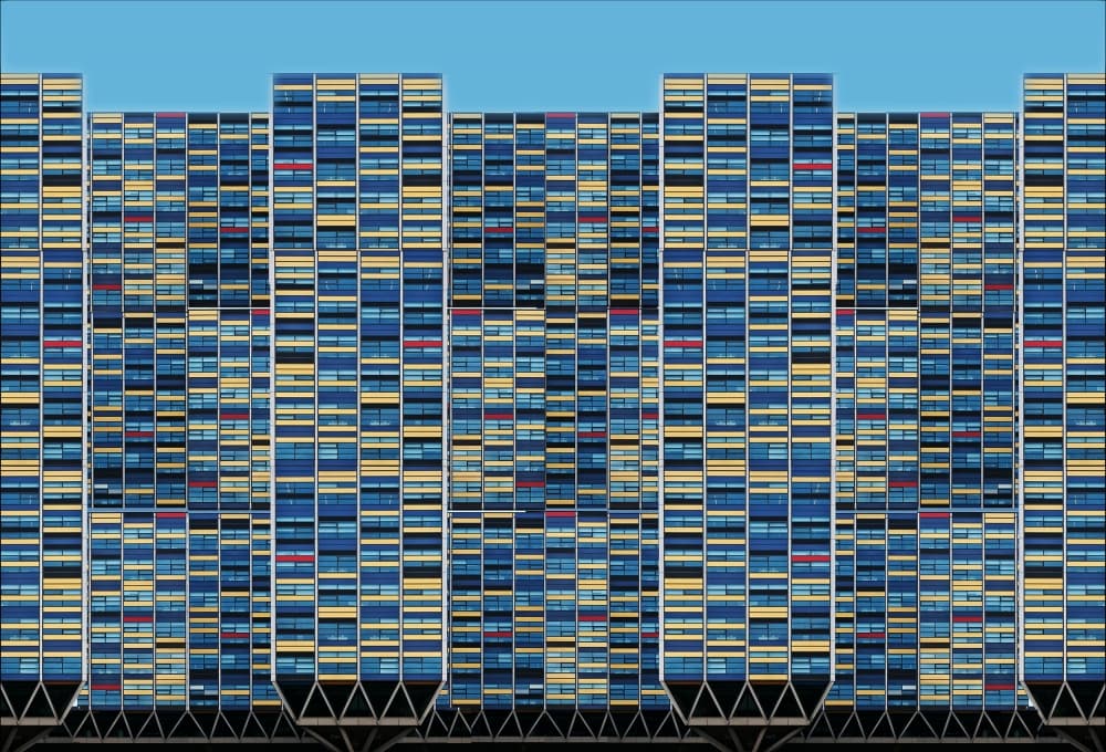 Modern Blue Facades by Henk van Maastricht — canvas wall art