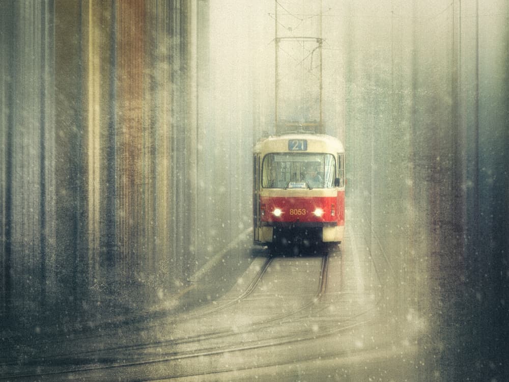 Vintage City Tram by Rico Cavallo — canvas wall art