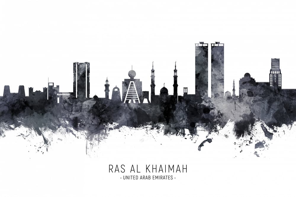 Ras Al Khaimah Skyline Silhouette by Michael Tompsett — canvas wall art