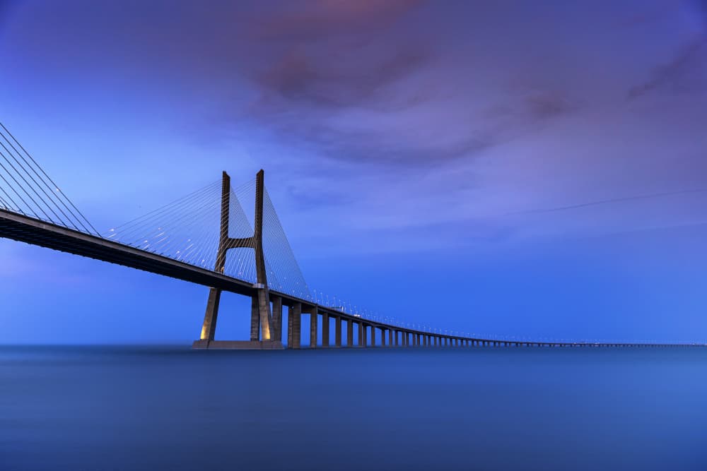 Blue Hour Bridge by Hardik Pandya — canvas wall art