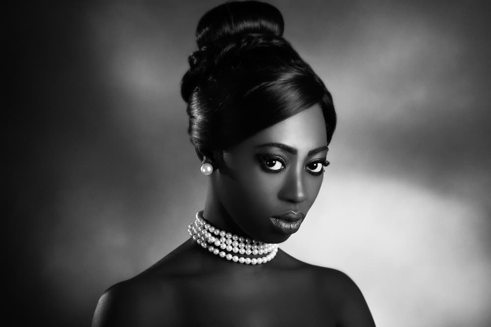 Elegant Woman In Pearls by Peppe Tambè — canvas wall art