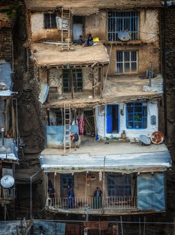 Hillside Village Life by Babak Mehrafshar — canvas wall art