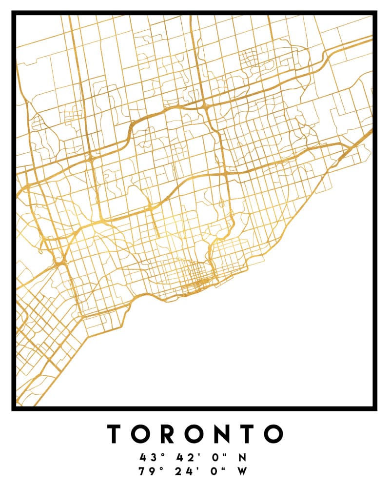 Toronto Gold Street Map by Emiliano Deificus — canvas wall art