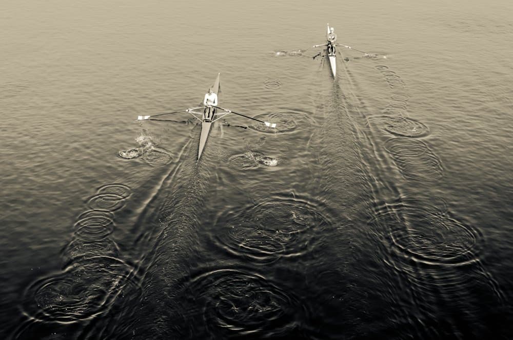 Focused Rowers on Water by Stephanie Kleimann — canvas wall art
