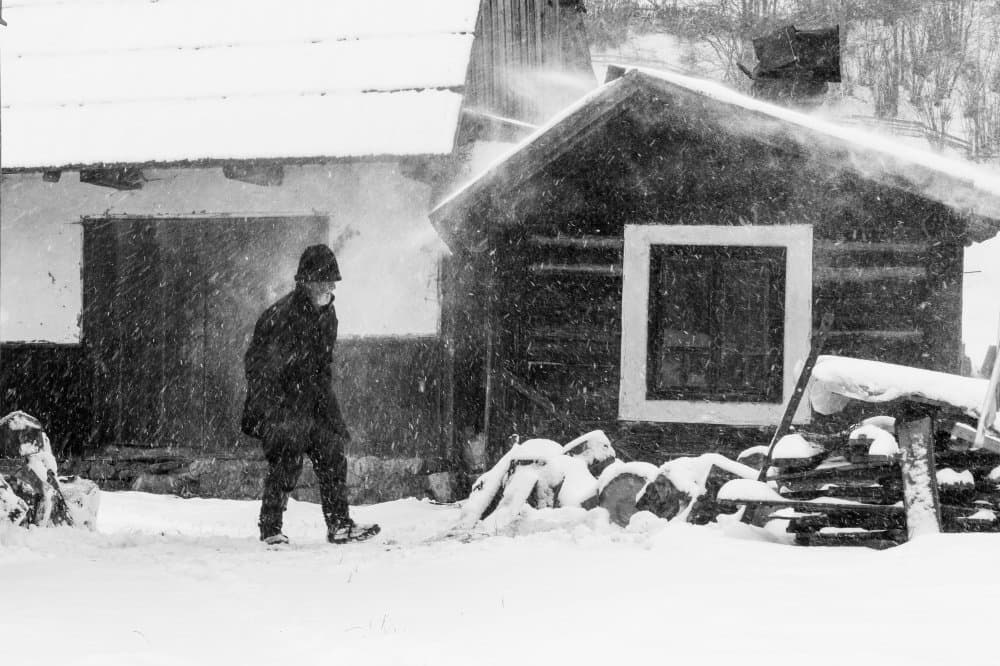 Man Walks in Snow by Marina Sveduneac — canvas wall art