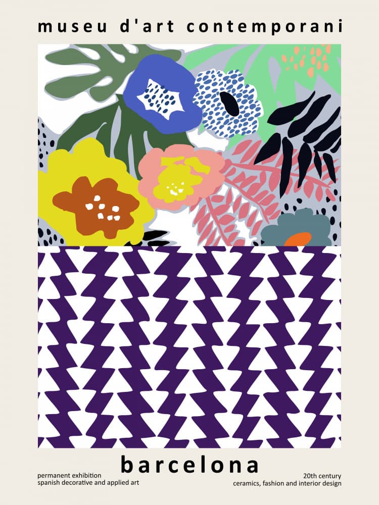 Abstract Floral Pattern Barcelona by Annick — canvas wall art