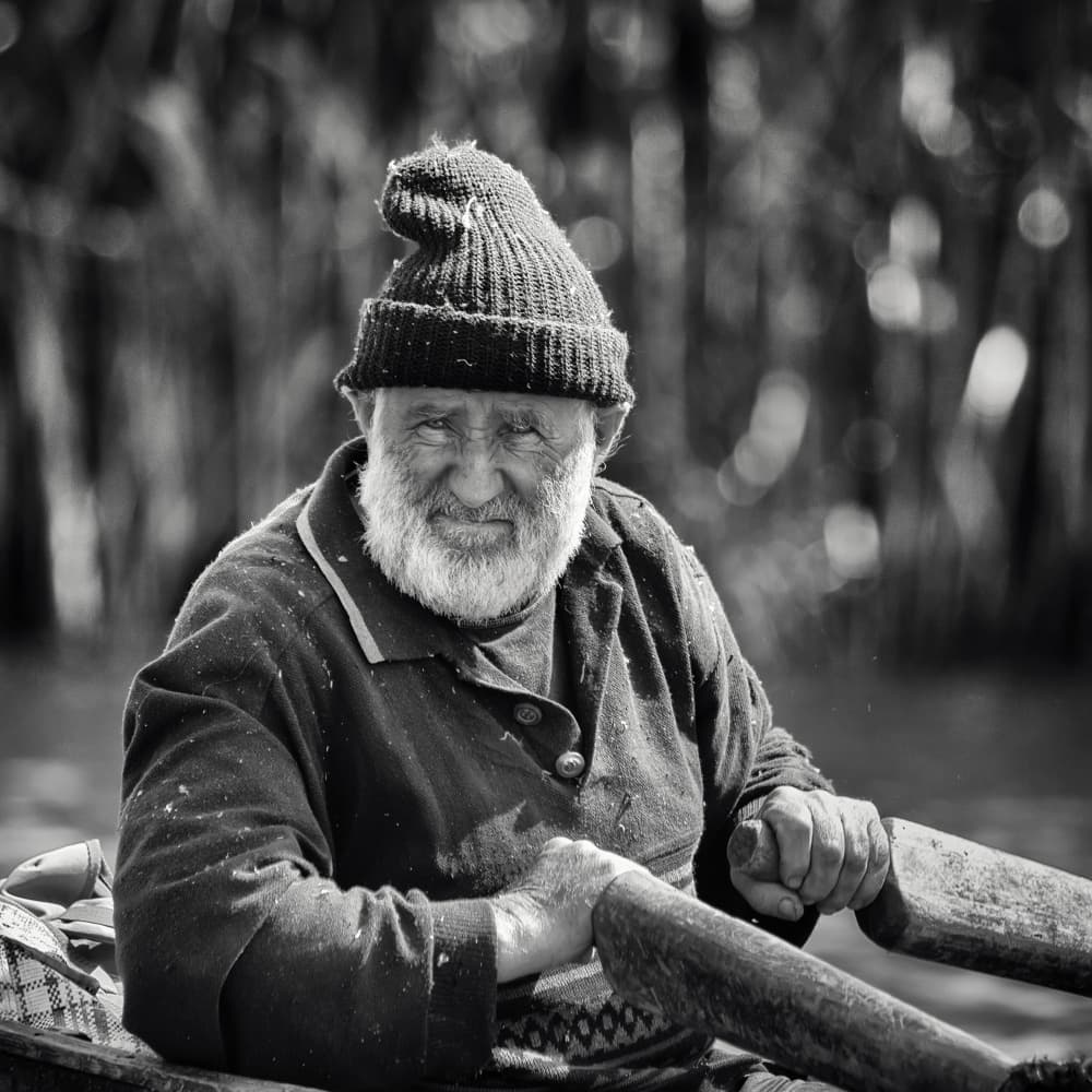Smiling Old Boatman by mihai ian nedelcu — canvas wall art