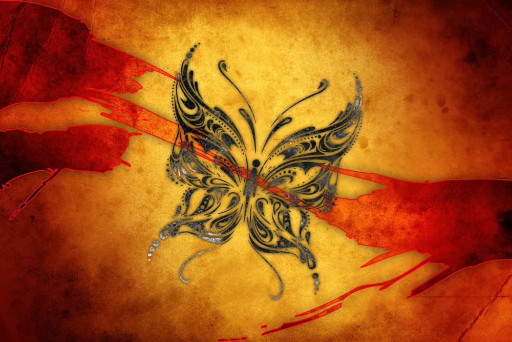 Fiery Ornate Butterfly by Rafal Kulik — canvas wall art