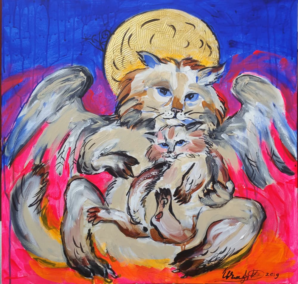 Angelic Mother Cat by Kanat Ibragimov — canvas wall art