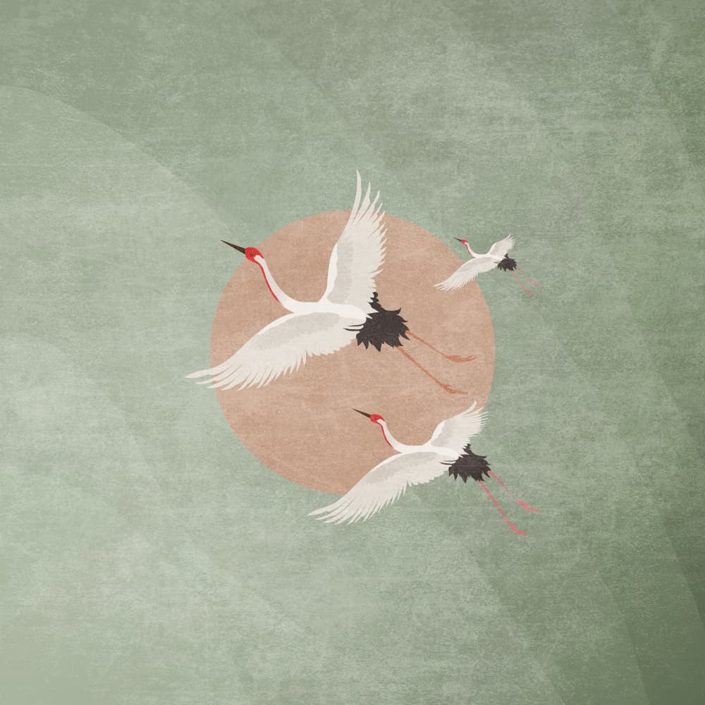 Cranes in Flight by Emel Tunaboylu — canvas wall art