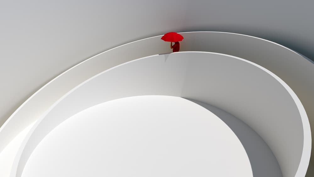 Red Umbrella Spiral Path by Antonyus Bunjamin (Abe) — canvas wall art