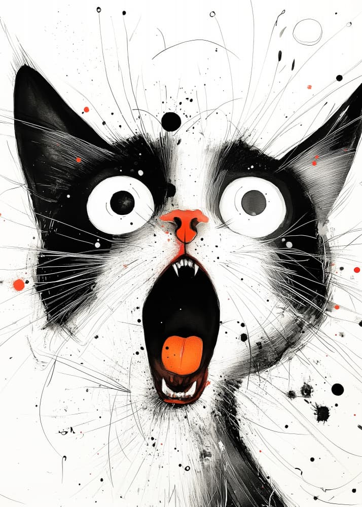 Shocked Cat Portrait by Justyna Jaszke — canvas wall art