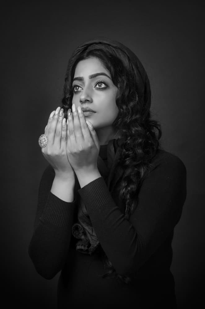 Prayerful Woman by PARTHA BHATTACHARYYA — canvas wall art